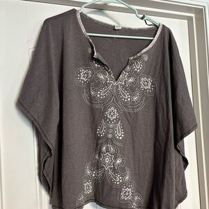 FREE PEOPLE Brown Boho Flowy Butterfly Sleeves Shirt Med